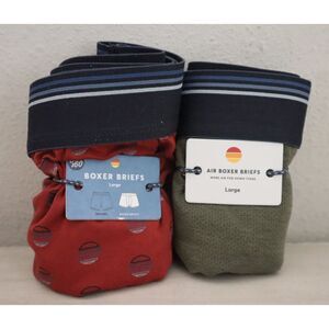 Marine Layer Men's Sz L Olive Green/Rosewood Sunset Icon 2 Pairs of Boxer Briefs